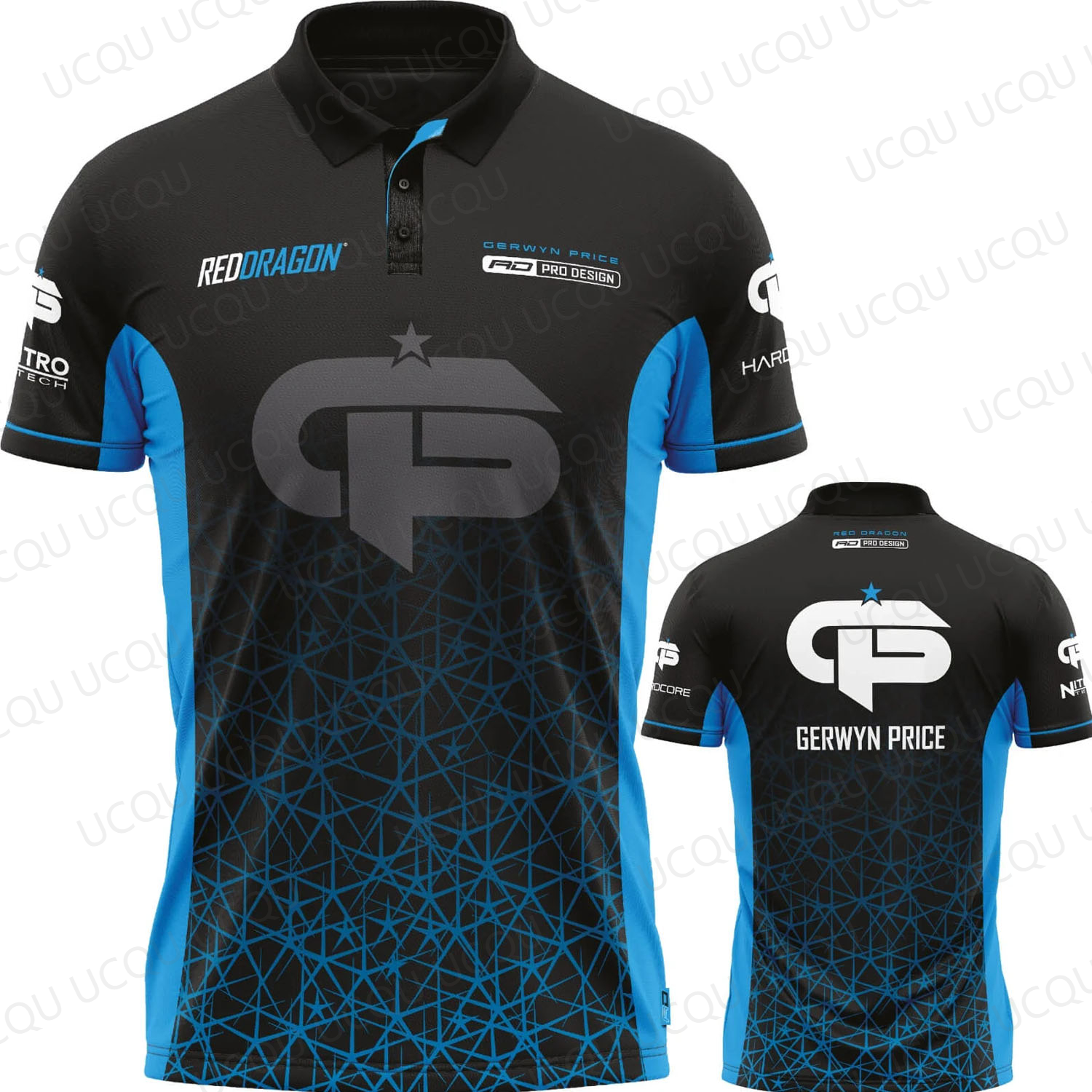 Koszulka polo Gerwyn Price The Iceman Darts 2026 Signature Jersey, niebiesko-czarna, męska odzież sportowa, szybkoschnąca.
