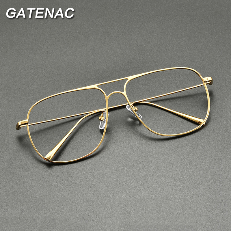 Vintage Pure Titanium Glasses Frame Men Pilot Optical Myopia Prescription Eyeglasses Frame Women 2022 New Luxury Brand Eyewear