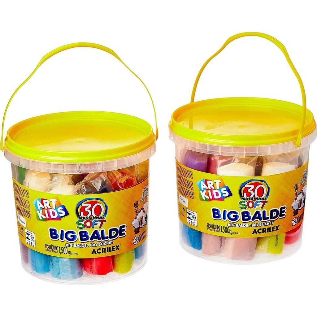 Kit 2 Modeling Dough Soft Big Bucket Acrilex Educational Toy For Children Modeling Material