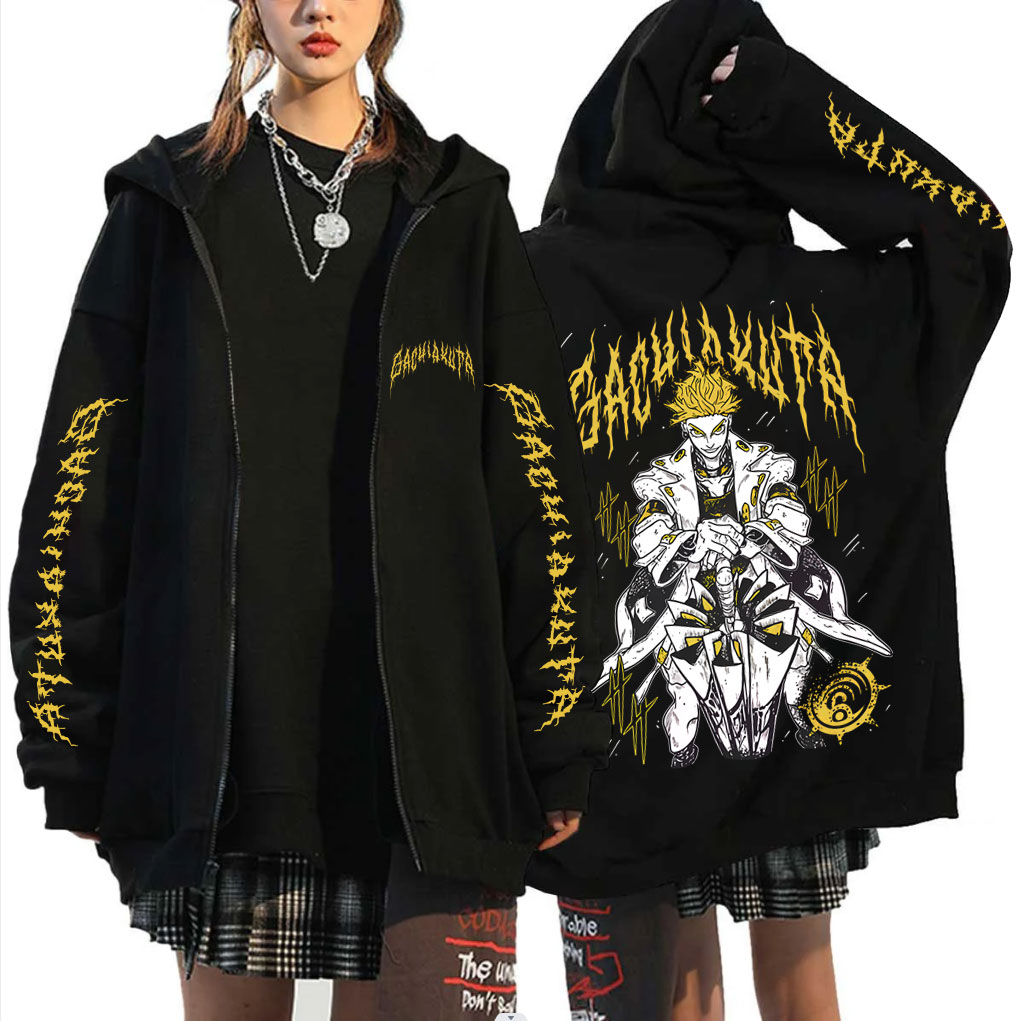 Moletom com Zíper Anime Gachiakuta Enjin para Homens e Mulheres, Jaqueta Casual Oversized, Moletom de Cosplay de Manga com Zíper