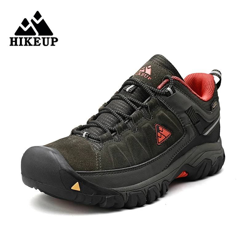 HIKEUP/Новинка; Мужская обувь для пеших прогулок; Высокое качество; Прочная кожаная обувь для альпинизма; Прогулочные кроссовки на резиновой подошве; Заводская обувь