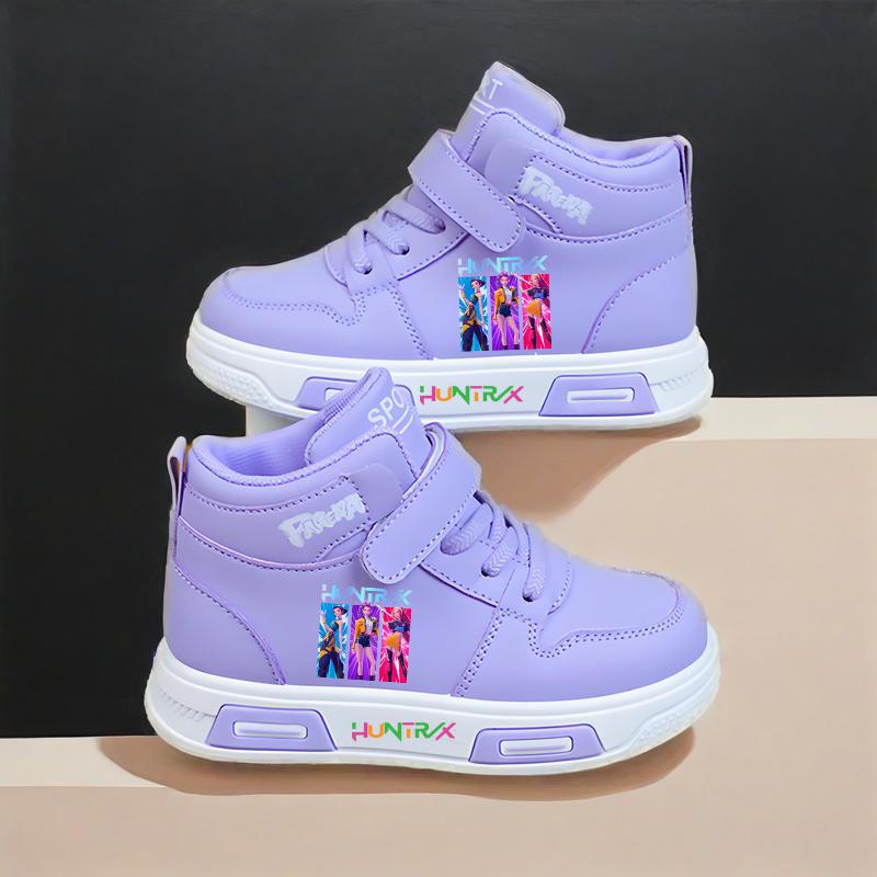 Новые детские кроссовки Kpop Demon Hunter для девочек, высокие осенние белые туфли, повседневные кроссовки для бега, нескользящая мягкая подошва Tenis