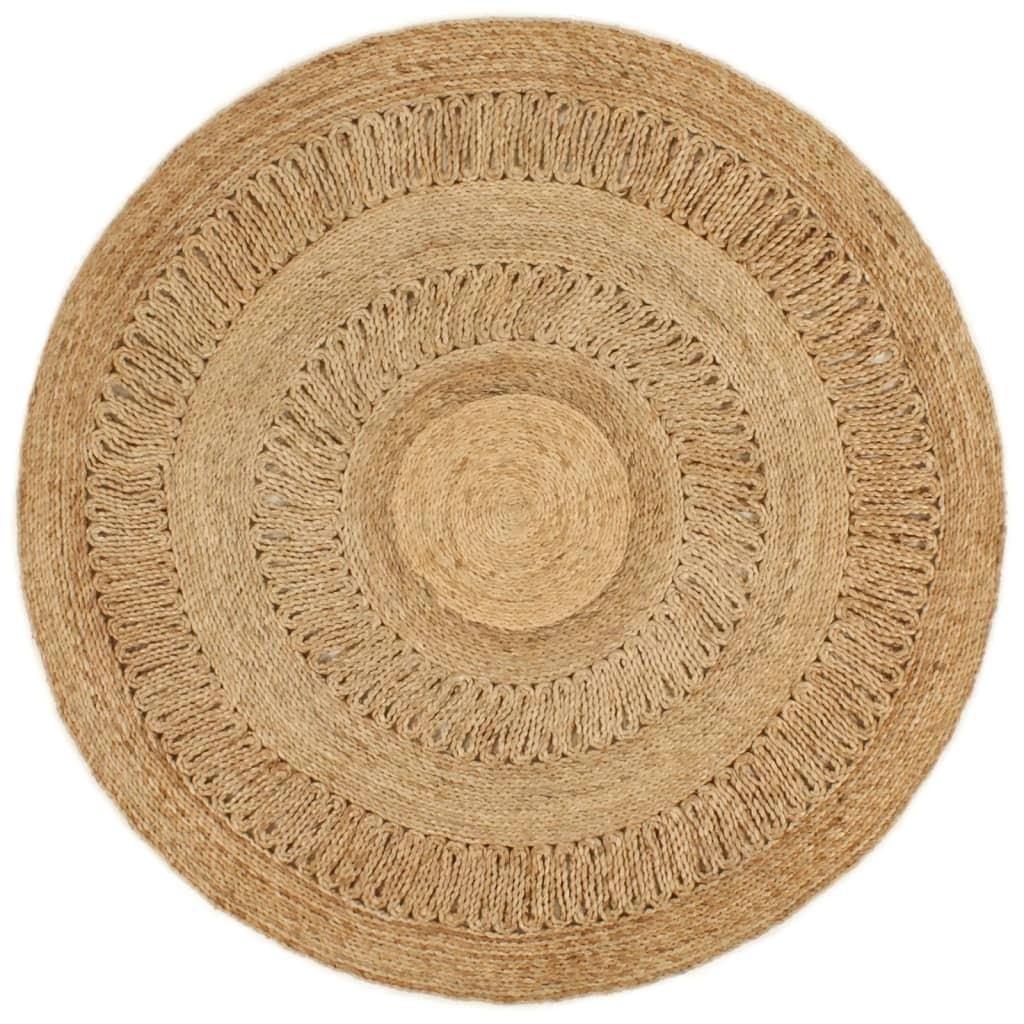 120 cm Round Hand-Braided Jute Area Rug - Eco-Friendly Home Decor