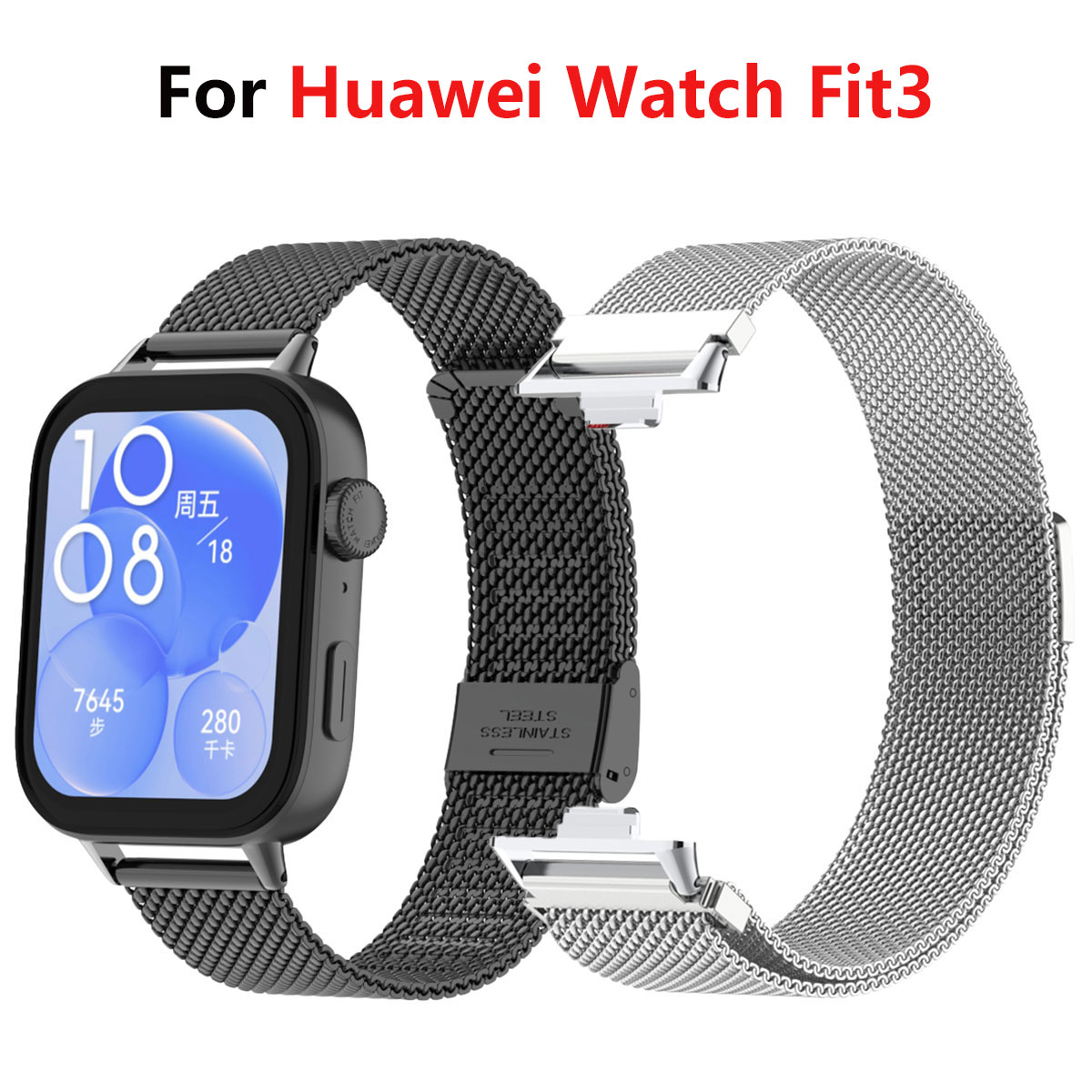 Correia de Substituição para Huawei Watch, Fivela De Malha De Aço Inoxidável, Correia Magnética Milan, Fti3