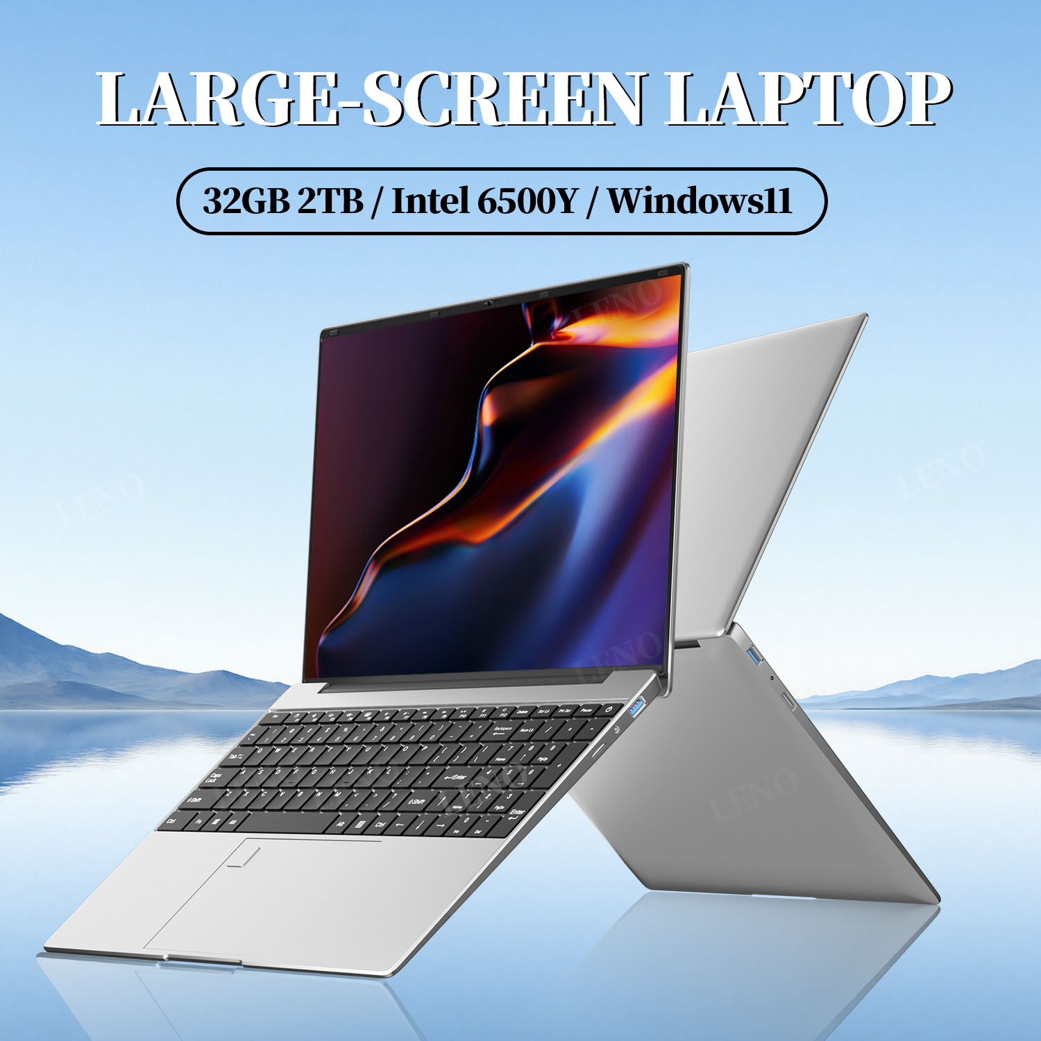 LENO 15,6 "portátil pantalla grande 32GB RAM 2TB SSD Intel 6500Y Oficina Windows11 Notebook 5000mAh Gamer PC con huella digital retroiluminada