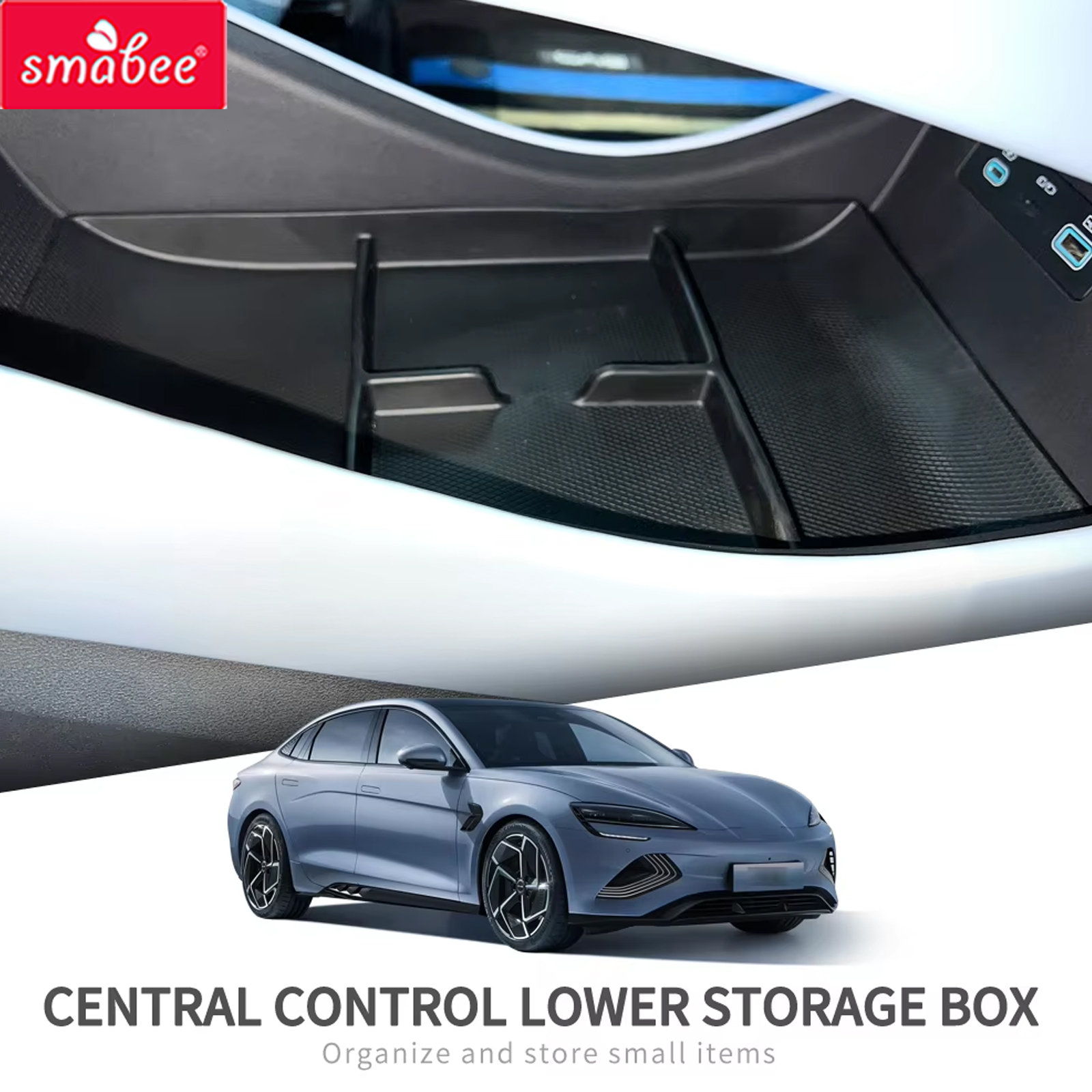 Smabee for BYD Seal EV Central Armrest Lower Layer Storage Box TPE Car Center Console Tray Organizer Interior Accessories