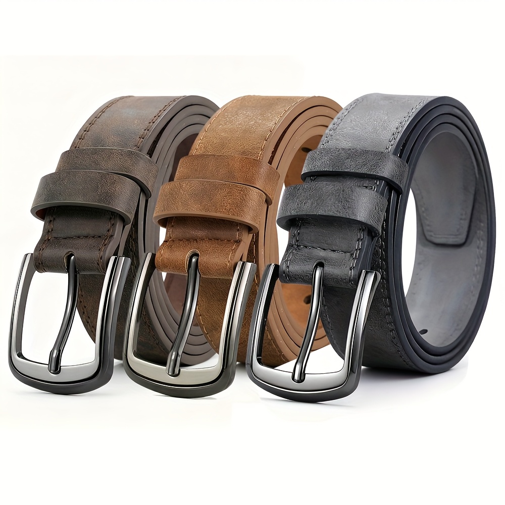Cinto casual de designer masculino com fivela de agulha de metal – cinto de luxo moderno, versátil para uso diário e formal, para presente ideal
