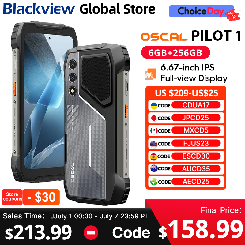 Blackview Oscal PILOT 1 Прочный телефон 6,67-дюймовый HD + 90 Гц Дисплей Helio G81 CPU 5 Вт Коробка Динамик 6 ГБ 256 ГБ 15000 мАч NFC Мобильный телефон