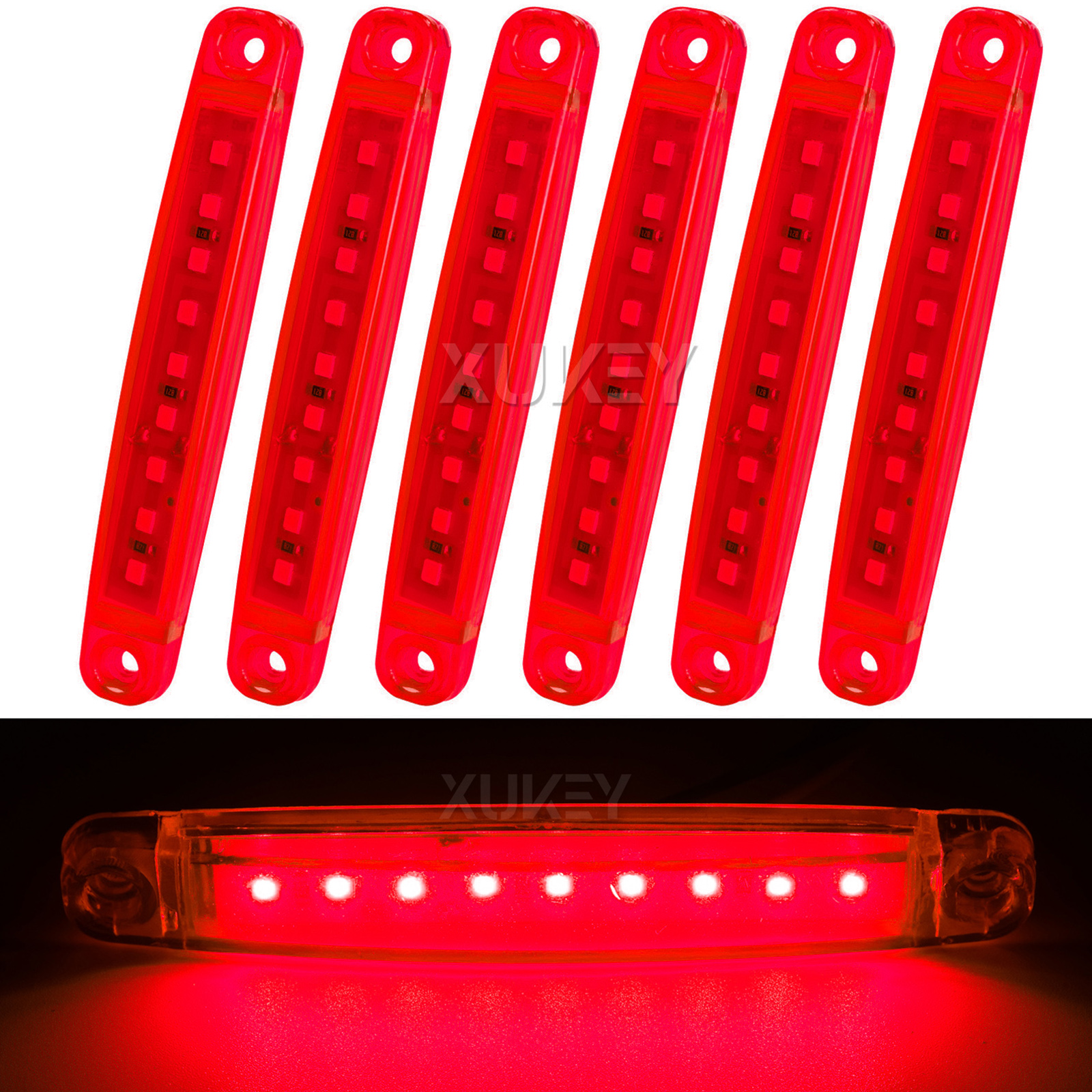 6 Stuks Zijmarkeringslicht Rood 12V 9-Led 3.9 ''Voor Achter Led Marker Knipperlichten Truck Rv Vrachtwagen Bus Caravan Van Atv Rock Lights