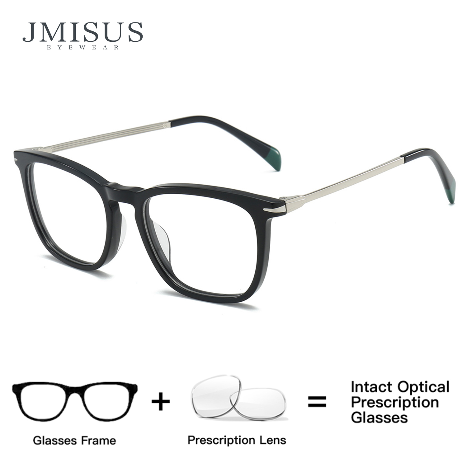 Óculos progressivos de acetato JMISUS para mulheres, armação quadrada com dobradiça de mola, lentes multifocais para leitura e uso em computador