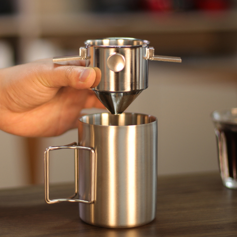 Utensili da caffè con imbuto senza filtro in carta da filtro portatile con filtro a filo a mano in acciaio inossidabile 304