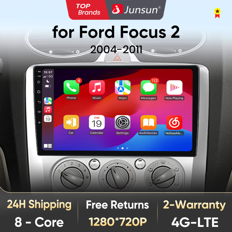 Junsun V1 AI Voice Draadloze CarPlay Android Auto Radio Voor Ford Focus 2 3 Mk2 Mk3 2004-2011 4G Auto Multimedia GPS 2din autoradio