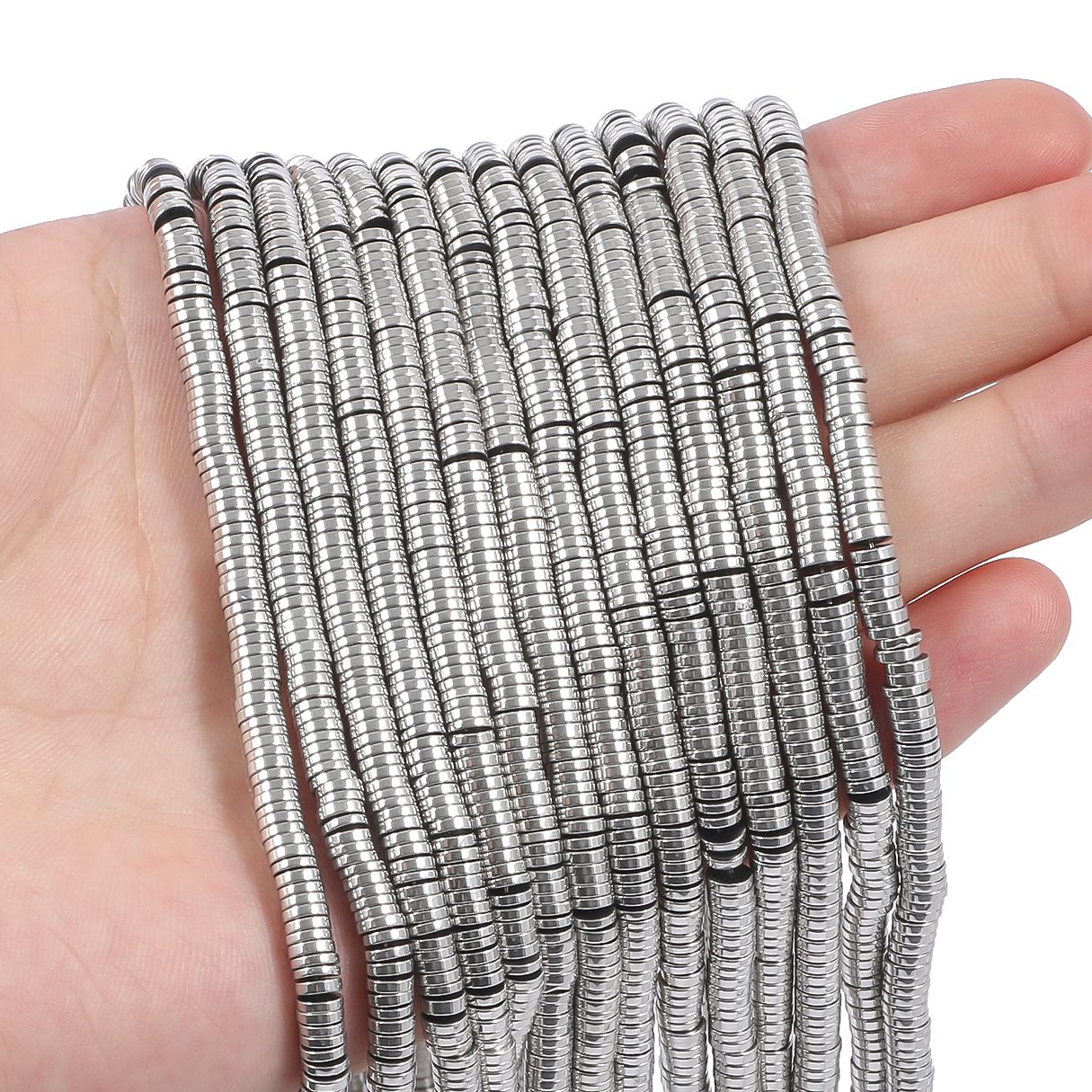 2/3/4mm Charms perline guarnizione disco piatto perline ematite placcate oro bianco pietra naturale branelli allentati gioielli per artigianato Bracele