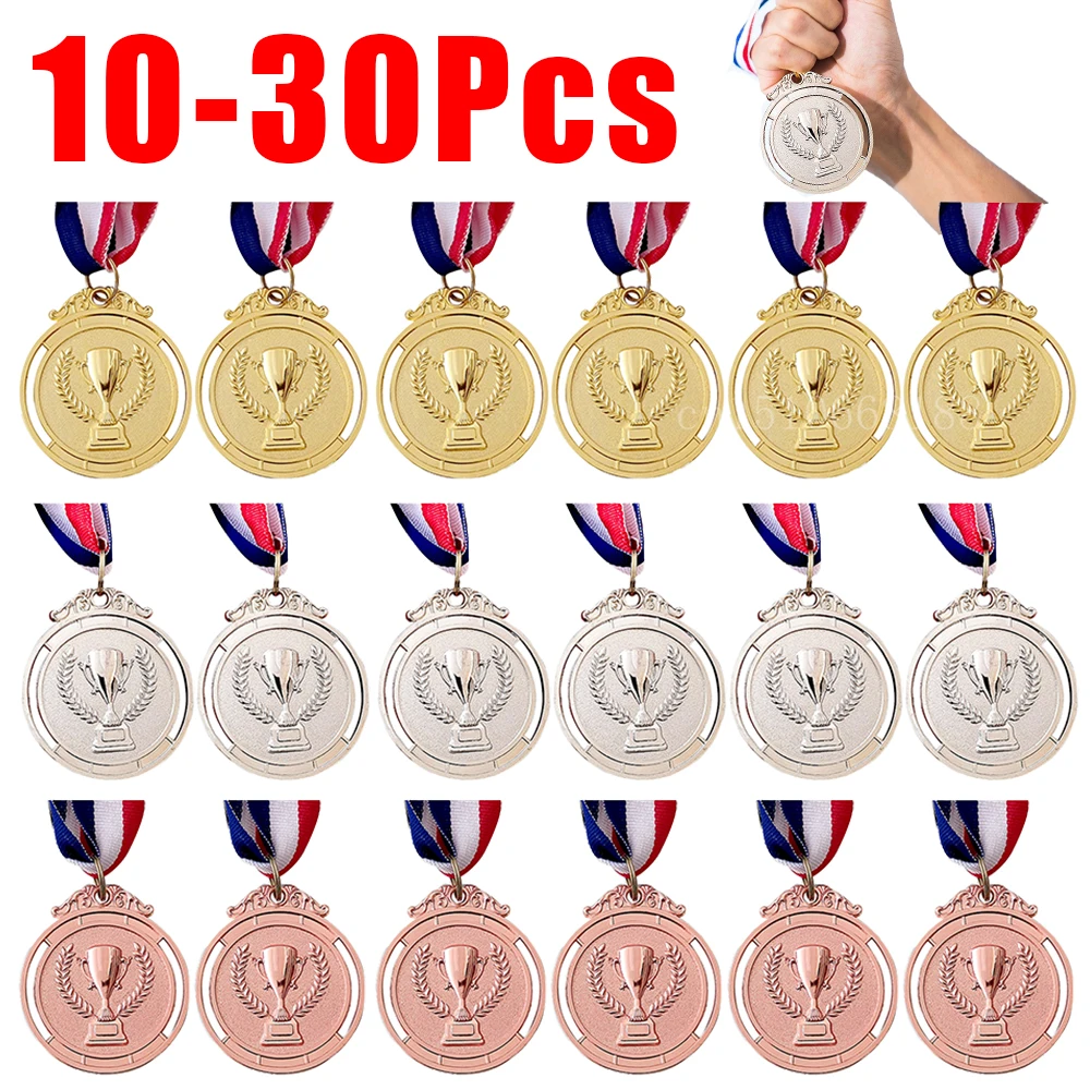 10-30xWinner Beloning Goud Zilver Brons Award Medaille met Neklint 1e 2e 3e Prijs Medaille voor Sport Competitie Prijs voor Kinderen