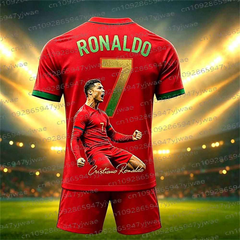 Комплект футбольной формы 2026 Special Edition Ronaldo для фанатов: футболка и шорты, спортивный костюм для женщин, мужчин и детей, летний повседневный комплект из 2 предметов