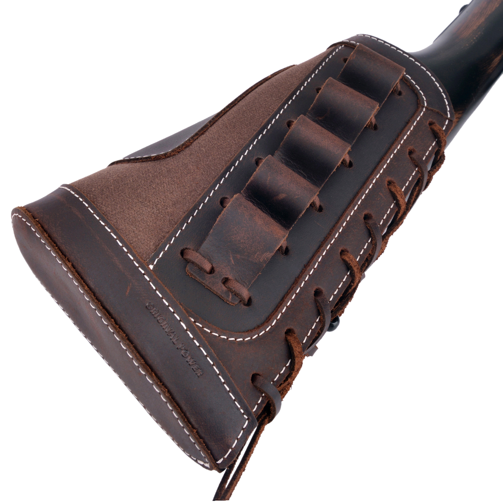 Leather Cartridge Buttstock,  Shotgun Shell Holder, 12 Gauge Buttstock Ammo Holder Pouch Bag for 12GA, Shotgun Shell Pouch