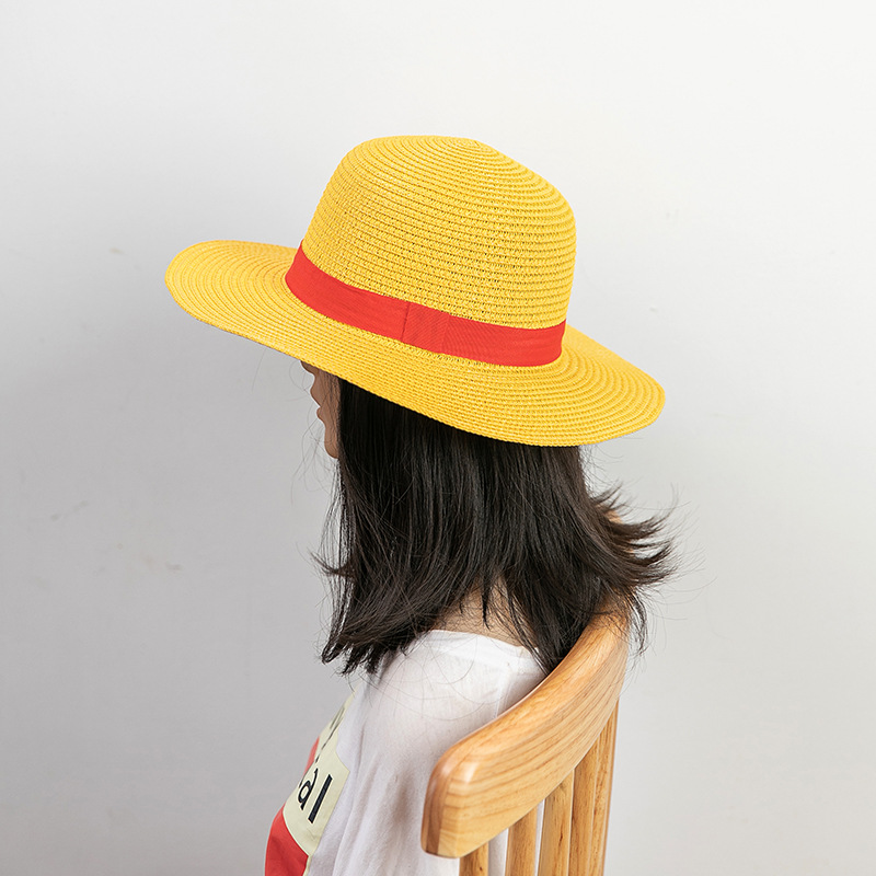 Chapéu de palha Anime Luffy para homens e mulheres, bonés de cosplay de desenhos animados, chapéus de guarda-sol de verão, acessórios de desempenho para meninos e adultos