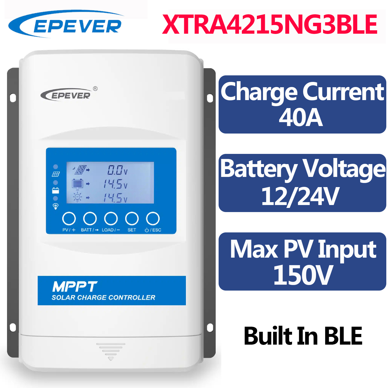 EPEVER XTRA4215NG3BLE XTRA4210G3 Bez BLE 40A MPPT Regulator Ładowania Solarnego Akumulatora 12V 24V Maks. Napięcie Wejściowe PV 150V