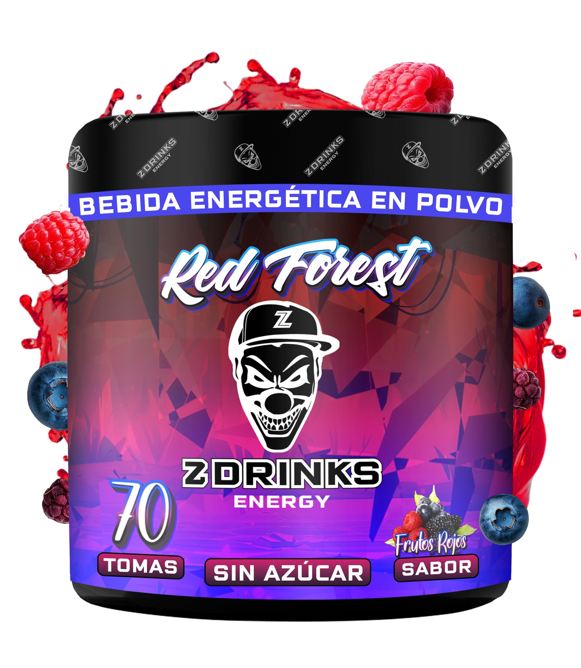 Z Drinks Red Forest (Frutos rojos) - Bebida Energética en Polvo Sin Azúcar con Cafeína, Vitaminas y Minerales