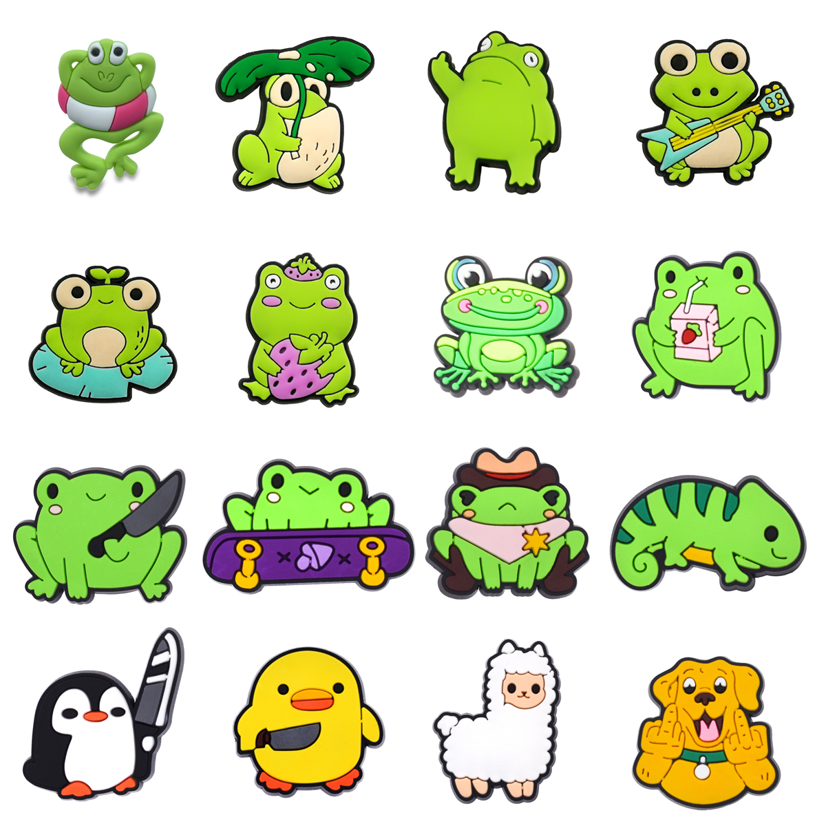 Animals Frog Duck Shoe Charms Pin for Crocs Accessories Charms Clogs Bubble Slides Shoe DIY Shoe Decoration Women Party Gift