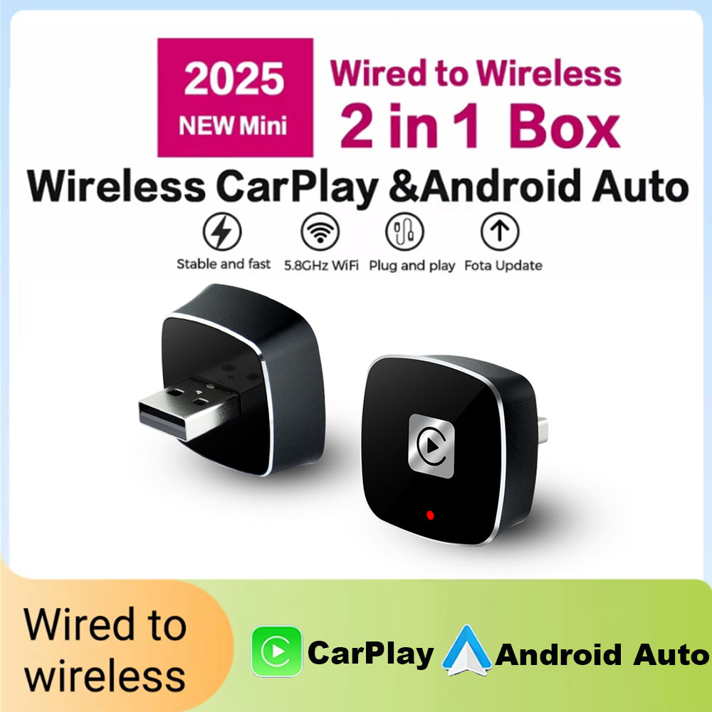 Adaptador carplay 2 em 1 sem fio para android iphone auto com fio para caixa ia sem fio conexão usb para volvo benz mg kia chery vw