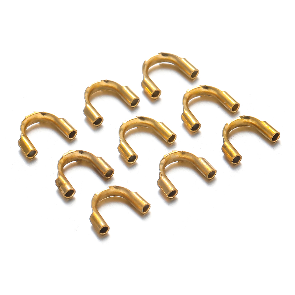 50 Uds. Protectores de alambre dorado de acero inoxidable, protectores de alambre, bucles, cierres en forma de U, conector para fabricación de joyas DIY