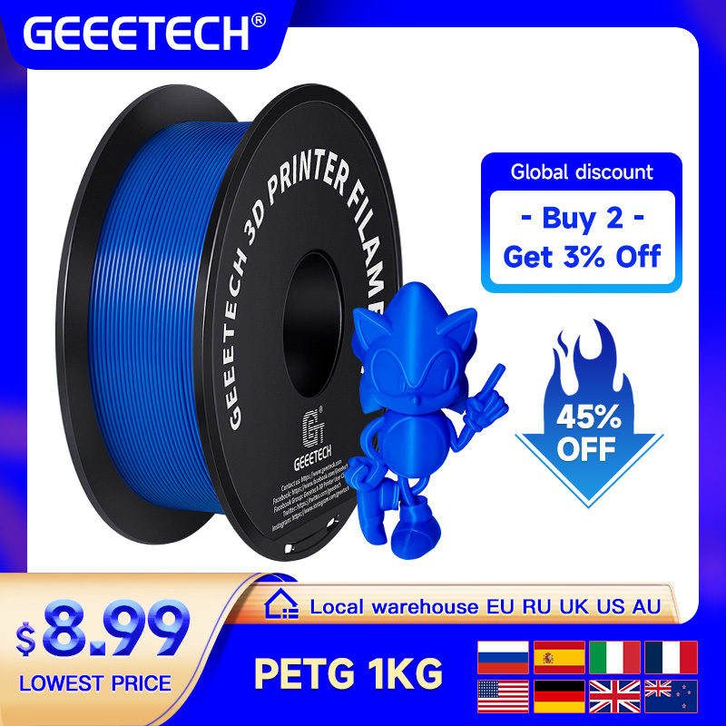 Нить для 3D-принтера Geeetech PETG, 1 кг, 1,75 мм, пластик для 3д принтера, petg 1kg 1.75mm,  petg filament филамент для 3д принтера, petg пластик 1 кг