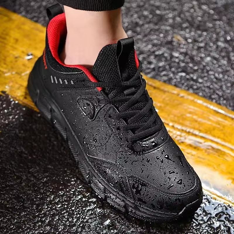 Men's Waterproof Work Shoes Lightweight Comfortable Anti Slip Shock-absorbing Sneakers Outdoor Casual Tennis Fashionable Shoes