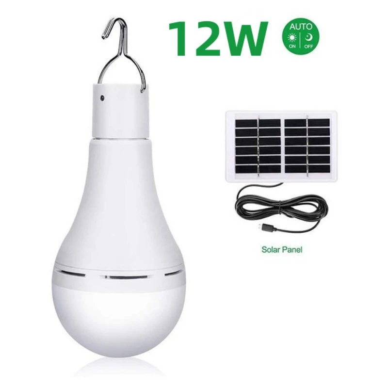 12W suspension lumière solaire étanche USB chargé d'urgence lumière du soleil alimenté lampe extérieure intérieure maison ampoule solaire lumière