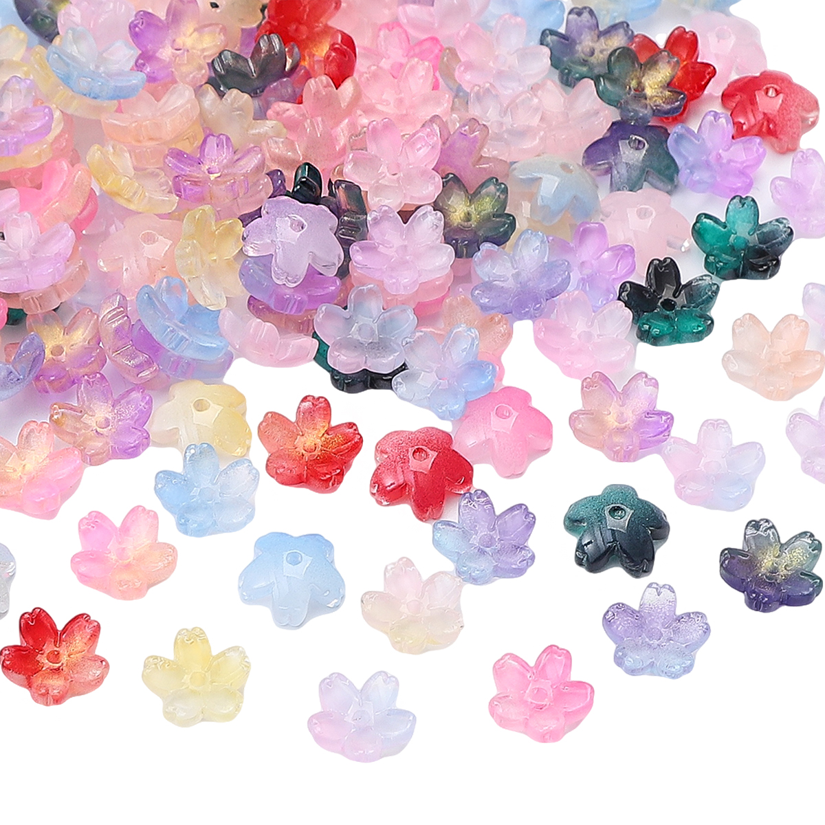 10 buah 11mm manik-manik penyebar bunga Sakura warna gradien untuk membuat perhiasan manik-manik kaca untuk membuat gelang kalung Aksesori Diy