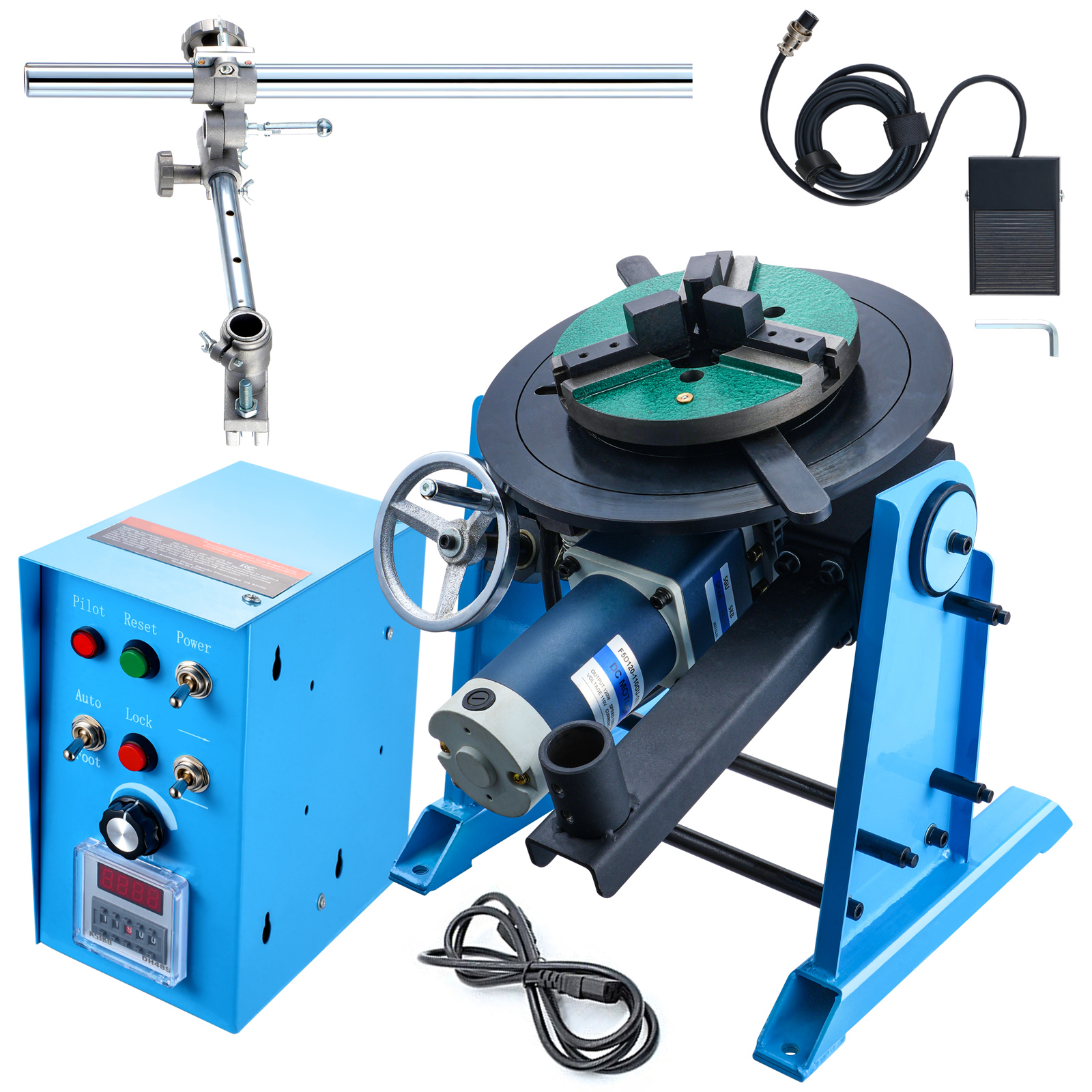 Posicionador de soldagem rotativa SucceBuy50KG 0-90 ° Mesa giratória de posicionamento de soldagem 0,5-6RPM 120W com mandril de torno de 3 mandíbulas de 12,4 polegadas