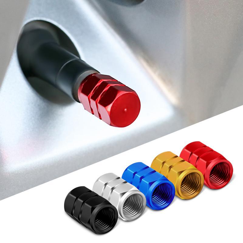 4 szt Aluminiowe nakładki na zawory opon samochodowych Sześciokątna aluminiowa osłona zaworu opony Wodoodporna osłona przeciwpyłowa do samochodów osobowych Motocykle Ciężarówki Rowery