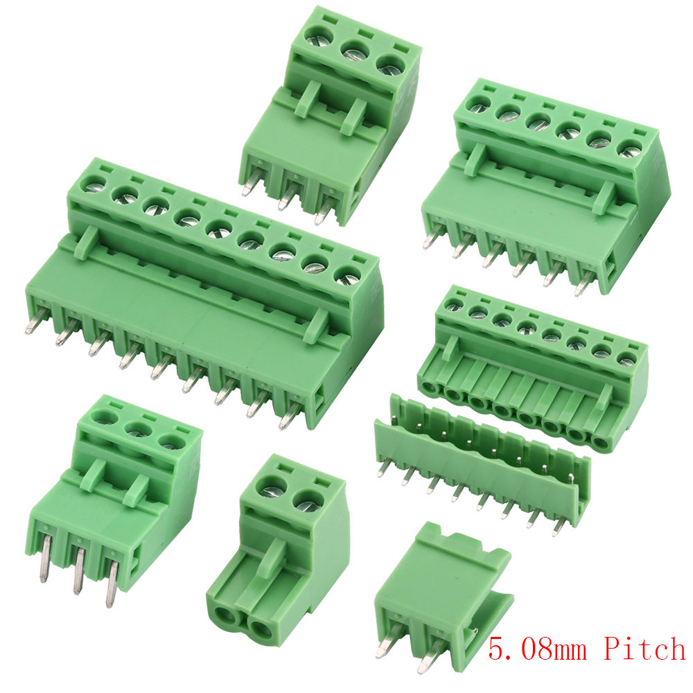 10 Sets de Conectores de Cable KF2EDG de 5.08mm de Paso para PCB, Bloque de Terminales de Tornillo, 2P 3 4 5 6 7 8 9 10P 12 Pines, Conector Macho y Hembra