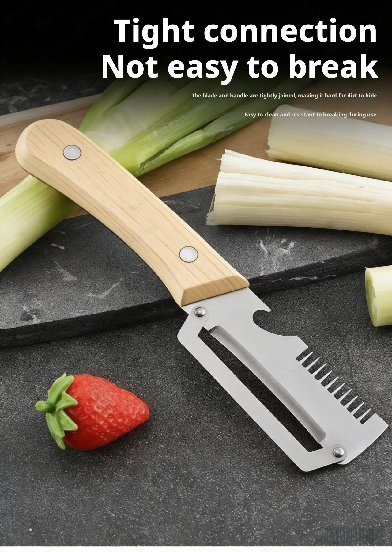 Nouveau Couteau Éplucheur Ergonomique 2026 avec Manche en Bois, Éplucheur de Légumes en Acier Inoxydable avec Manche en Bois, Éplucheur 2 en 1 pour Fruits et Pommes de Terre