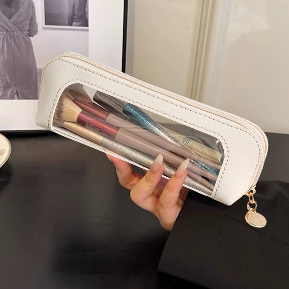 Bolsa de cosméticos, bolsa de almacenamiento de brochas de maquillaje, organizador de artículos de tocador de viaje portátil, estuche de belleza pequeño portátil de PU, bolsa de lavado