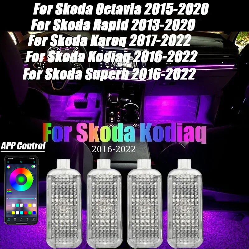 สําหรับ Skoda Octavia A7 MK3 5E 2015 2016 2017 2018 2019 2020 LED Footwell โคมไฟบรรยากาศแสง Ambient Light อุปกรณ์เสริมภายใน