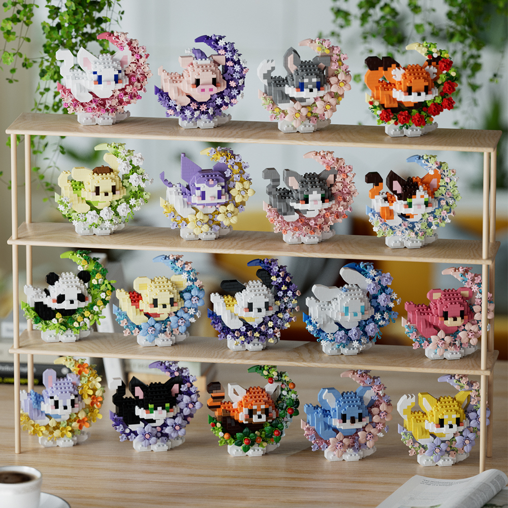 Mini Hund Katze Panda Waschbär Niedliches Haustier Kleiner Baustein Modell Serie Ornamente Kinderspielzeug Weihnachtsgeburtstagsgeschenke für Kinder