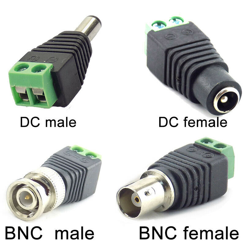 2/5/10 stücke 12V DC BNC Männlich Weiblich Stecker Coax CAT5 Video Balun Adapter Stecker Für Led streifen Lichter CCTV Kamera Zubehör