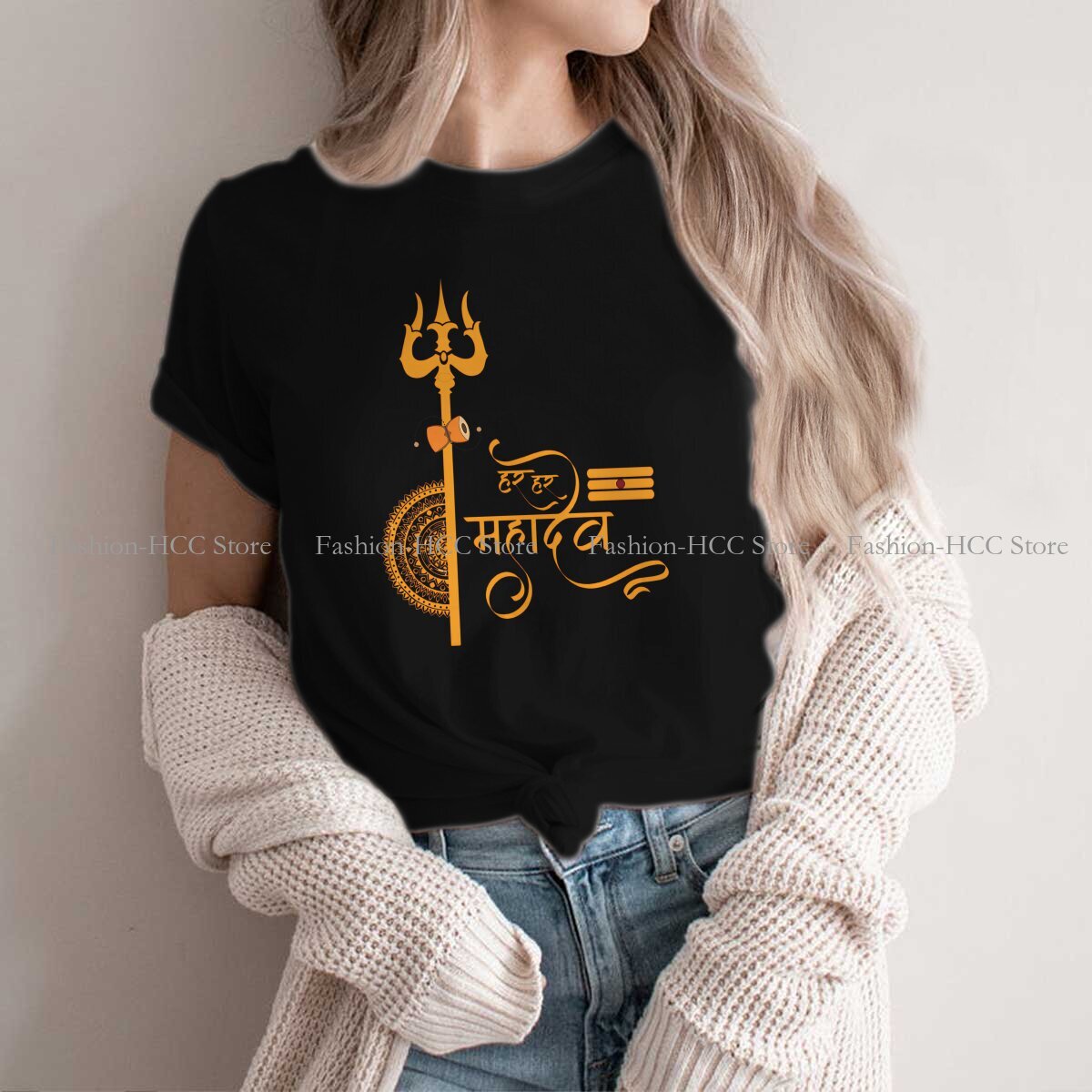 HAR HAR MAHADEV D02 Harajuku maglietta in poliestere Lord Shiva India Indian God Creative Streetwear maglietta Casual donna Tee