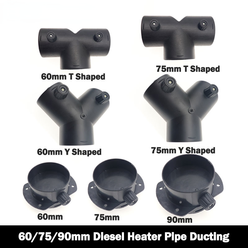 Conducto de ventilación de aire para calentador de coche, conector de escape de pieza Y T de 60mm/75mm con solapa de válvula reguladora doble para calentador de estacionamiento diésel Webasto