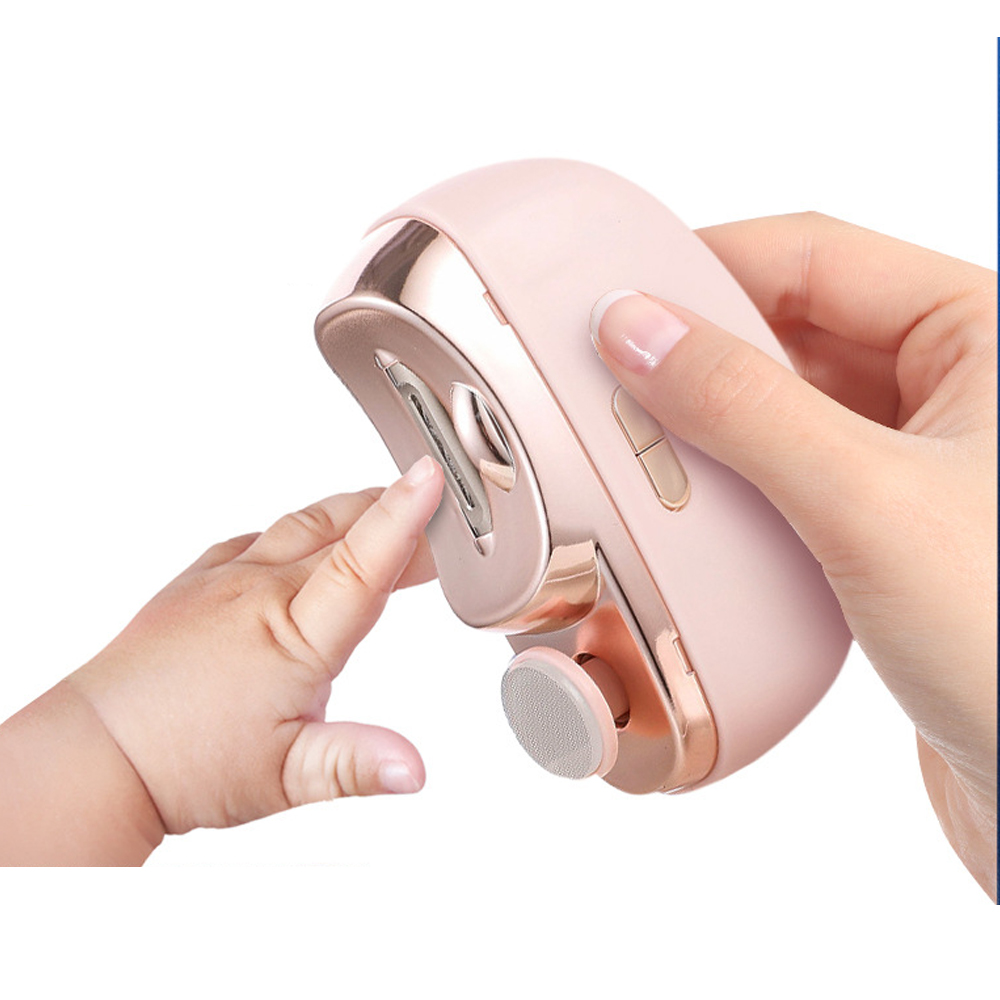 Safe Rechargeable Electric Nail Clipper Built In Light Automatic Grinding Polishing Nail Trimmer Manicure Tool For Baby And Adult