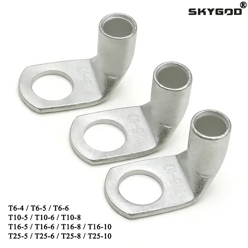 5~200pcs Wire Terminal L-type Right Angle 90 Degree Bend Nose T6/10/16/25-4/6/8/10 Tinned Copper Crimp Connector Cable Lugs
