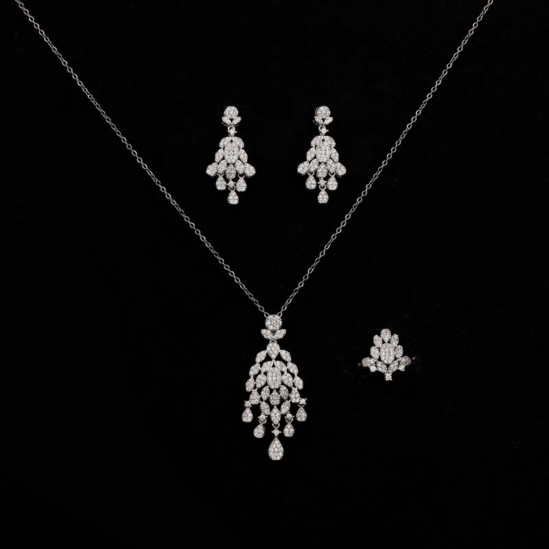 HADIYANA-Parure de bijoux vintage pour femme, ensemble élégant en cristal, cubique, contre-indiqué, CN4211