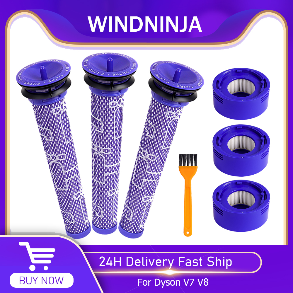 ชุดกรองเครื่องดูดฝุ่นสําหรับ Dyson V7 V8 Absolute สัตว์เครื่องดูดฝุ่นไร้สายเปลี่ยน Pre-Filter โพสต์-กรองอะไหล่