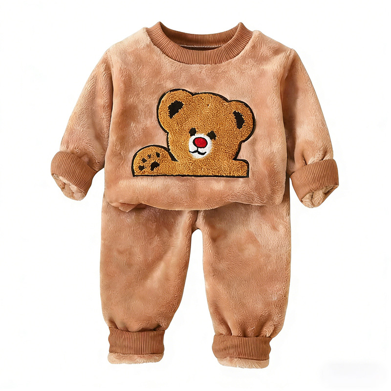 Conjuntos de Ropa de Casa para Bebés Niñas y Niños, Invierno 2026, Moda Otoñal, Franela, Felpa, Ropa Infantil con Dibujos Animados de Osos, Pijamas para Niños