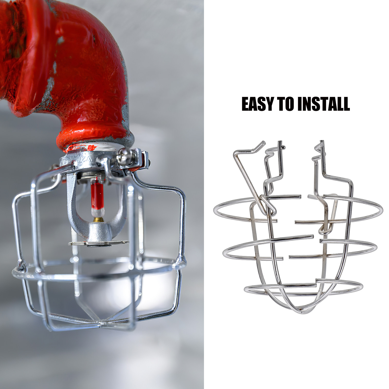 Cubierta protectora metálica para cabezal de rociador contra incendios, soporte empotrado resistente a impactos para montaje en pared lateral o en paneles de yeso.