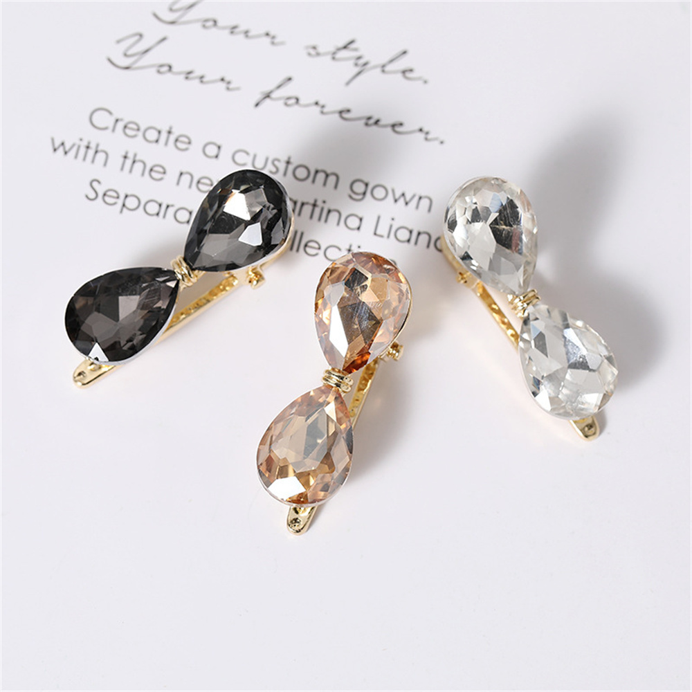Pinza para el pelo con lazo de cristal de lujo para mujer y niña, horquilla con lado de flequillo, tocado exquisito para fiesta de boda, accesorios para el cabello