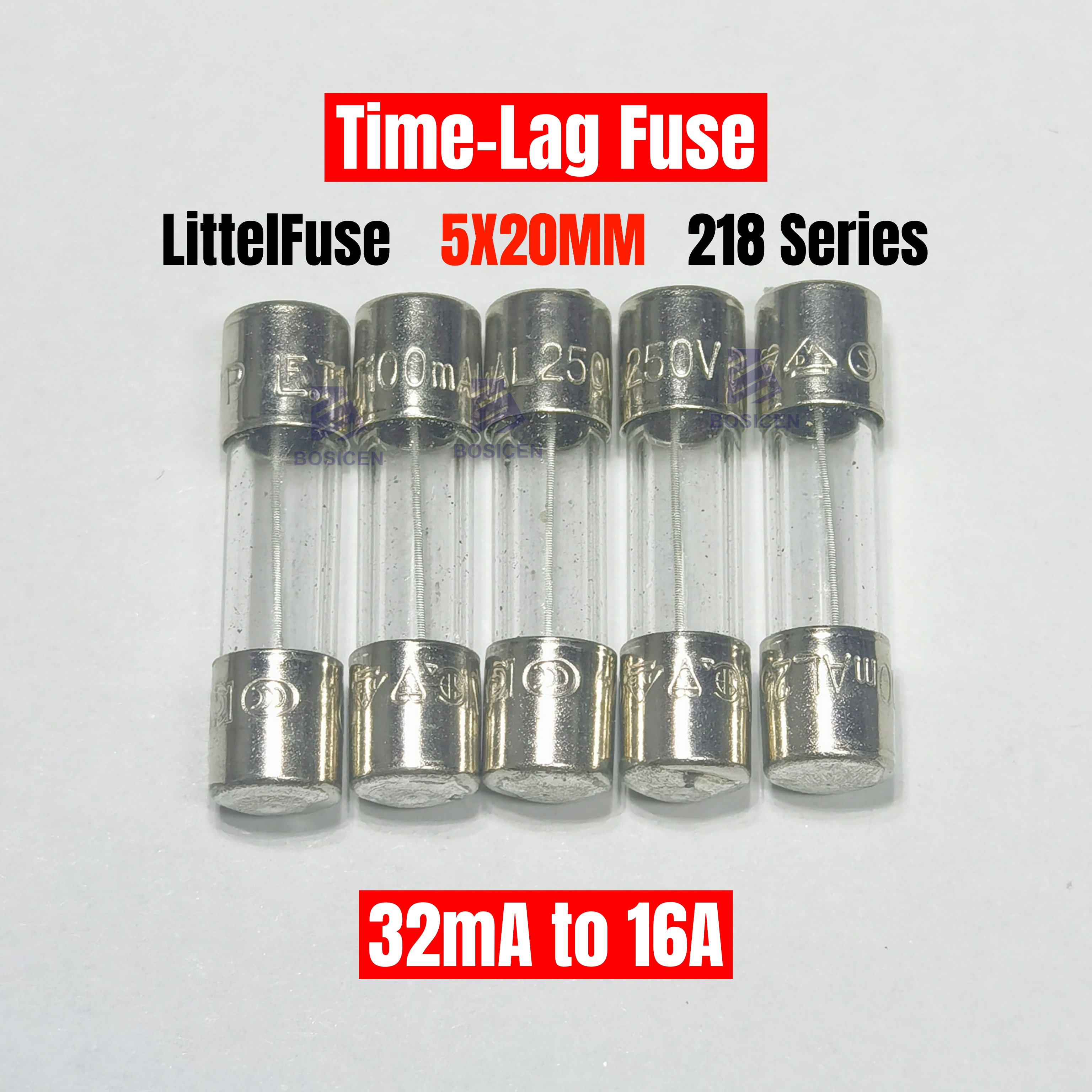 5 uds LF 218 fusible de tubo de vidrio 5x20mm 250V fusible de soplado lento de tiempo 32MA 100MA 200MA 1A 1.6A 2A 2.5A 3.15A 4A 5A 6.3A 8A 10A 15A 16A