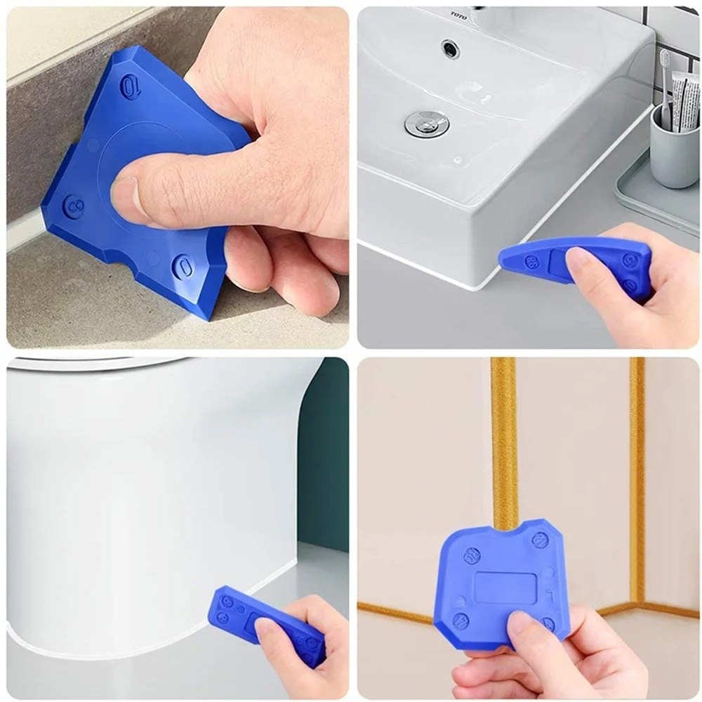 4pcs Silicone Caulking Tools Glass Cement Scraper Home Cleaning Hand Spatula Tool Finishing Grout Filler Sealant Spreading