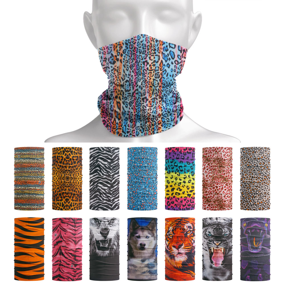 Bandana con estampado de animales para el cuello, bufanda de tubo con patrón de leopardo para mujeres y hombres, diadema para ciclismo, caza, senderismo, Camping y ciclismo